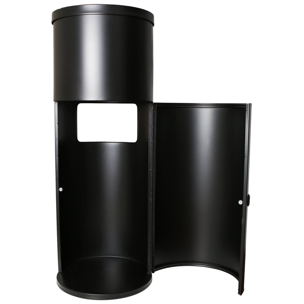 black stainless steel floor stand wipe dispenser with trash receptacle